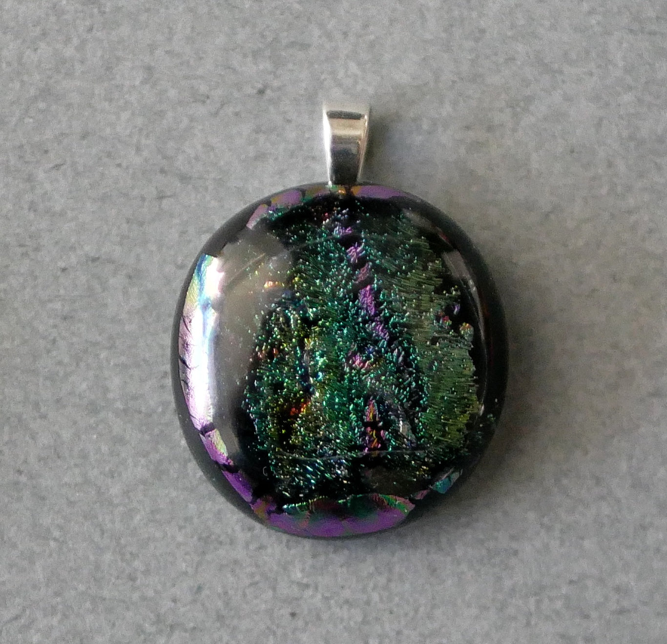 Small Dichroic Pendant with Silver Findings and Choice of Chain/Cord #10