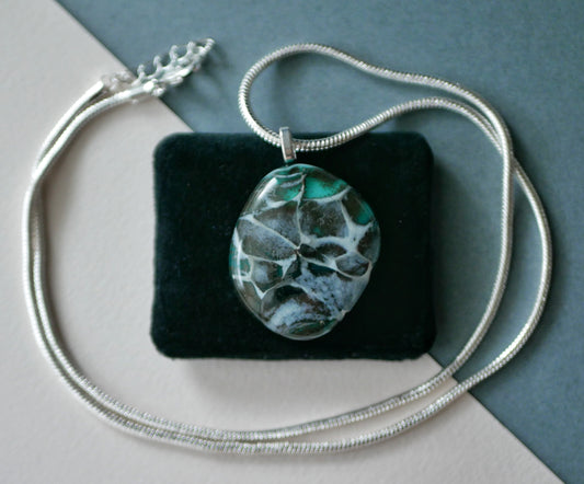 Aqua and Grey Dragonskin Pendant (Base Metal)