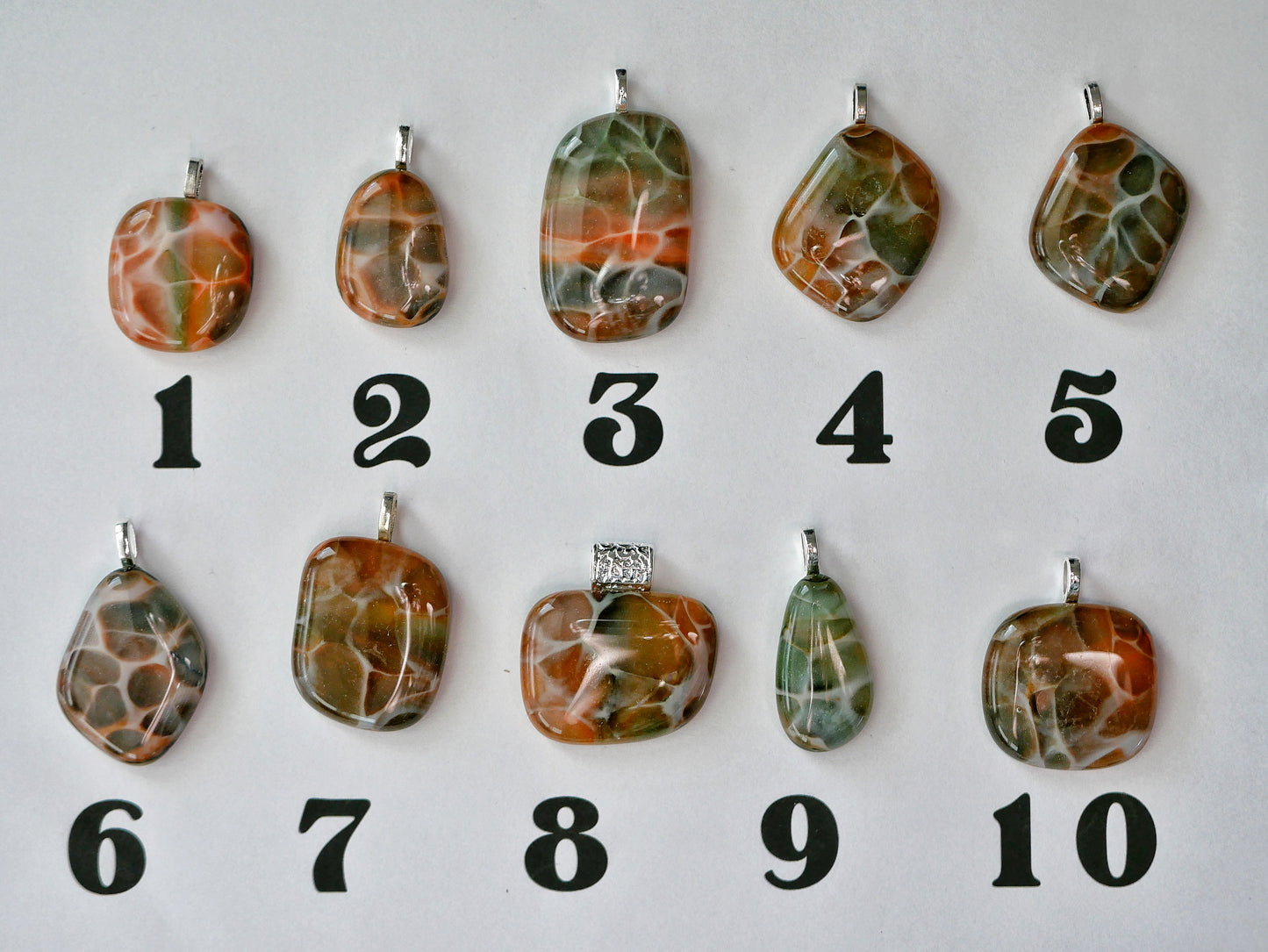 Orange and Green Dragonskin Pendant (Base Metal)