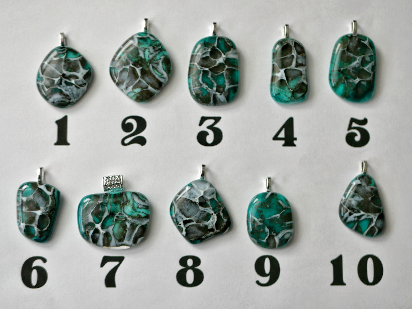 Aqua and Grey Dragonskin Pendant (Base Metal)