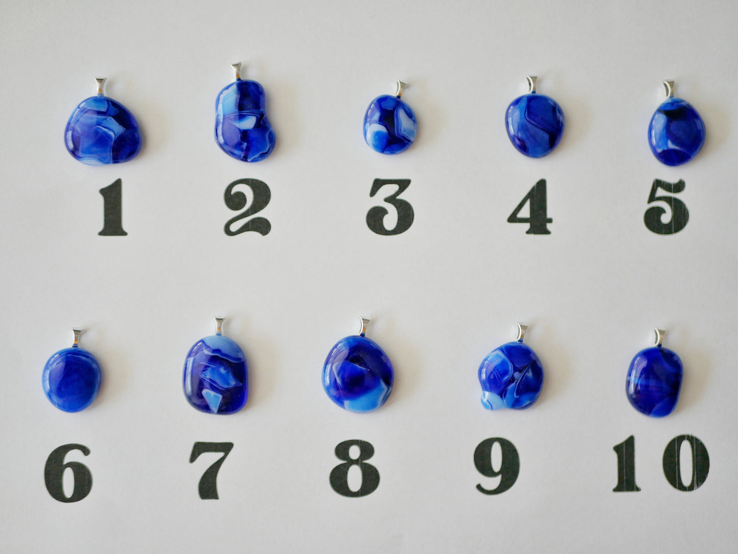 Mottled Blue Blob Pendants