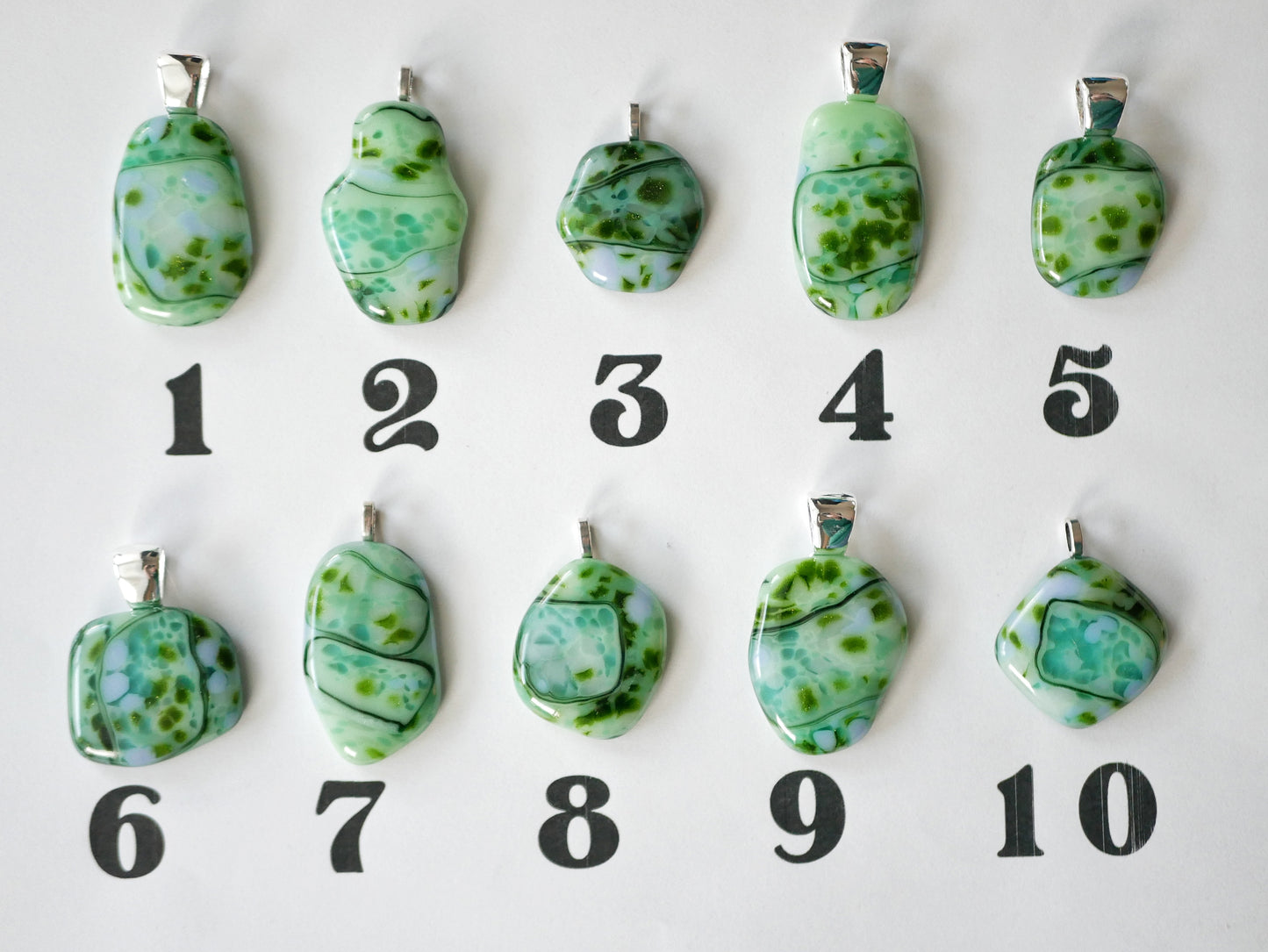 Green and Lavender Mottled Pendant (Base Metal)