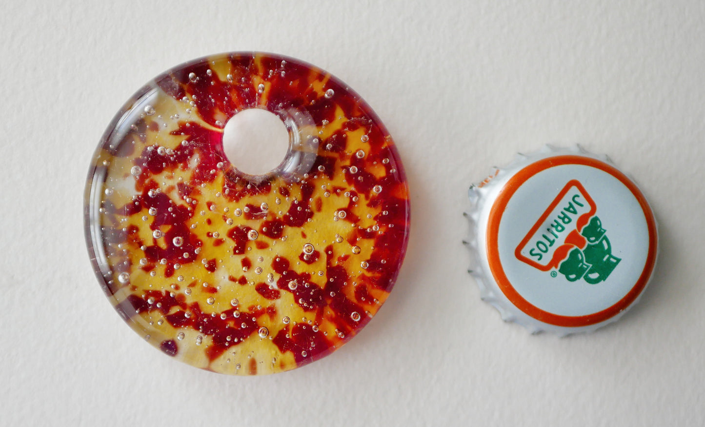 Round Pendant: Amber and Red (PENDANT ONLY)