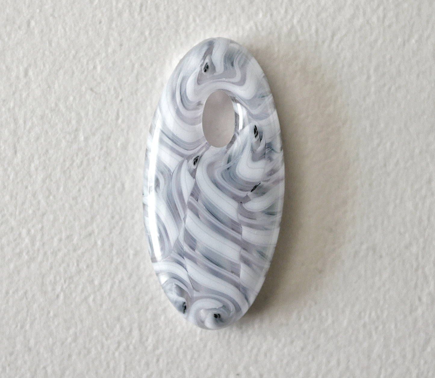 Oval Pendant: Grey and White Swirl (PENDANT ONLY)