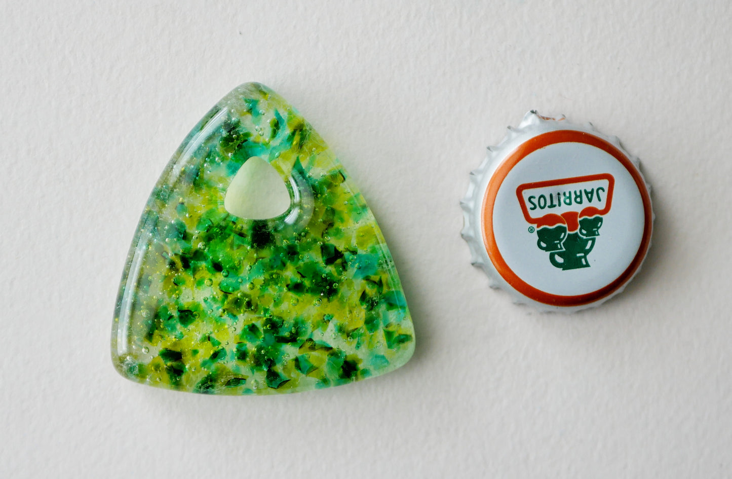 Triangle Pendant: Green and Yellow (PENDANT ONLY)