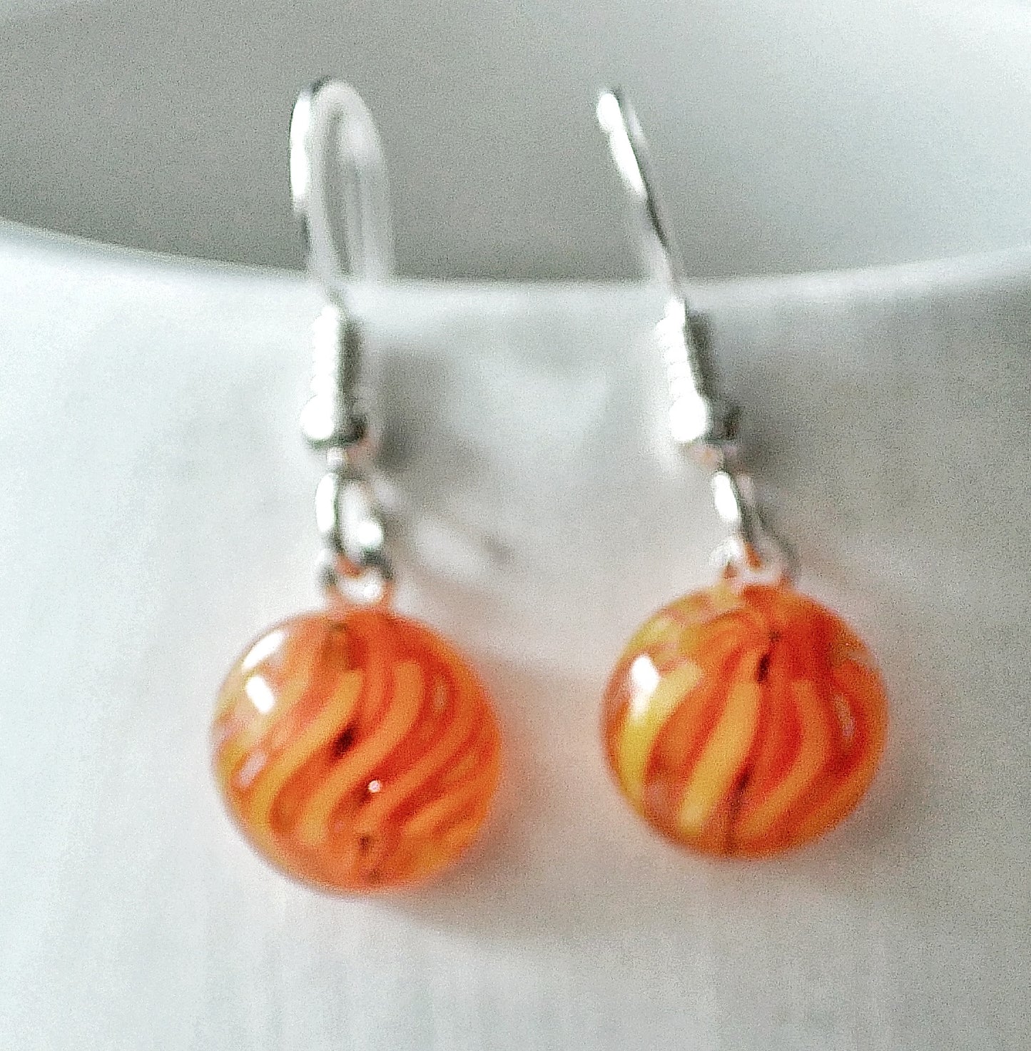 Orange Dangly Swirl Earrings #2