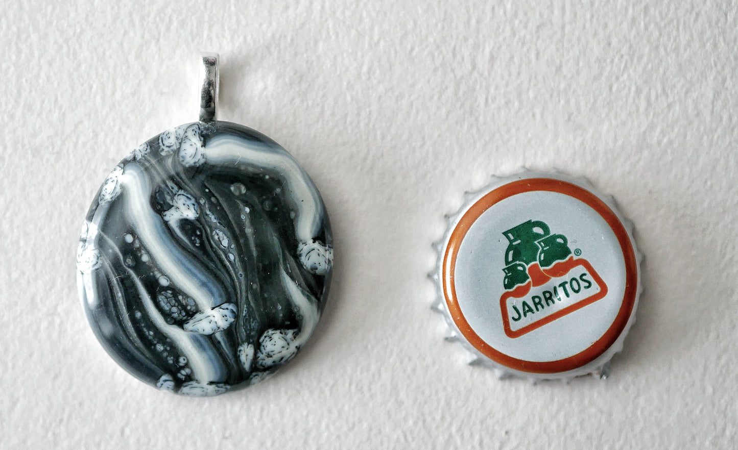 Black and White Brushstroke Pendant #1 (Base Metal) (PENDANT ONLY)