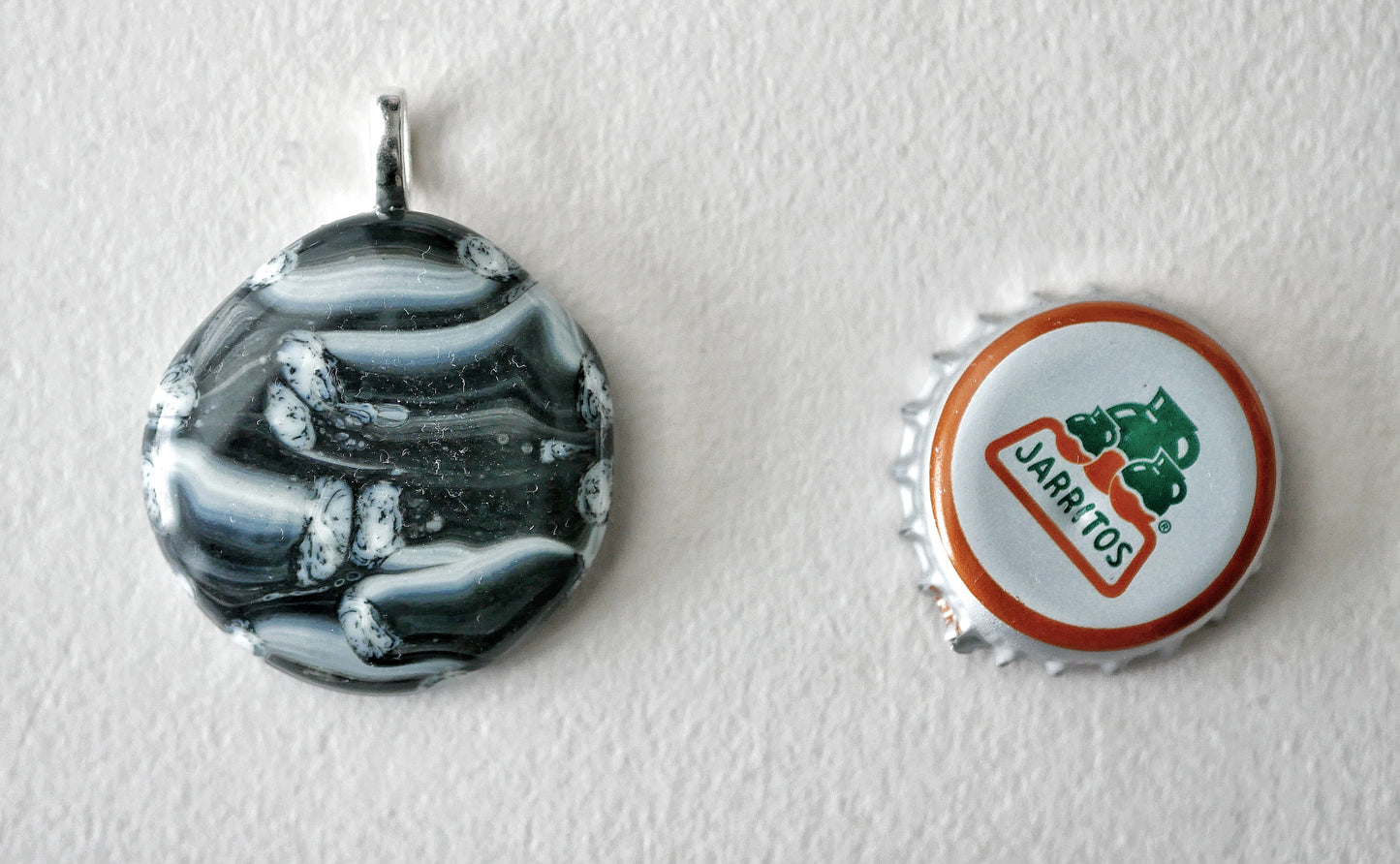 Black and White Brushstroke Pendant #2 (Base Metal) (PENDANT ONLY)