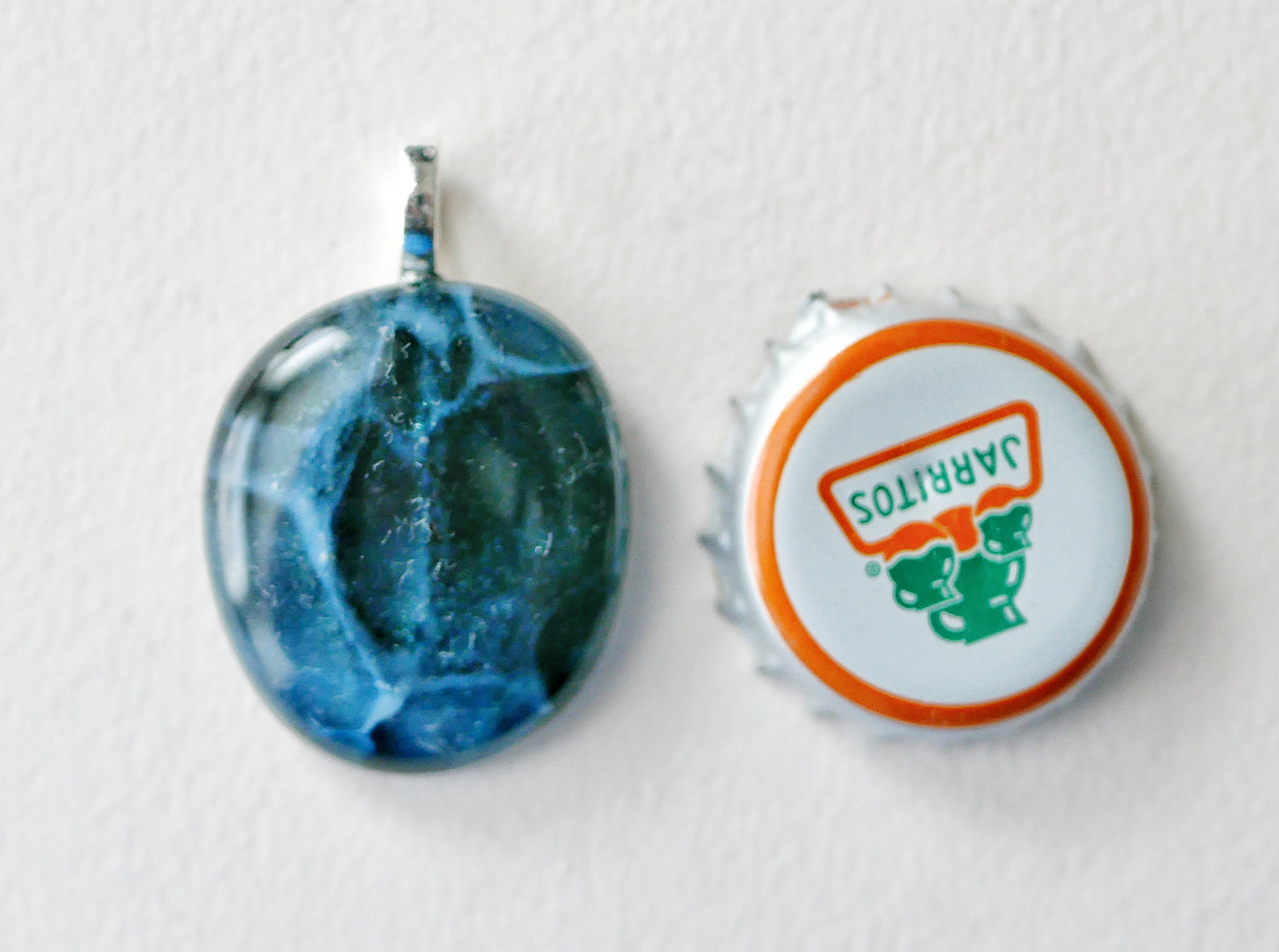 Blue Aventurine and Opaline Dragonskin Pendant #4 (Base Metal) (PENDANT ONLY)