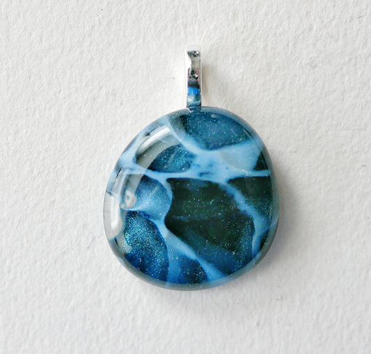 Blue Aventurine and Opaline Dragonskin Pendant #1 (Base Metal) (PENDANT ONLY)