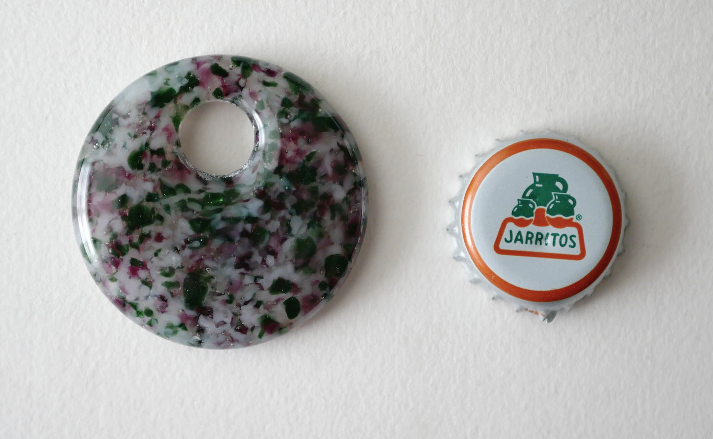 Round Pendant: Cranberry Pink, White and Adventurine Green (PENDANT ONLY)