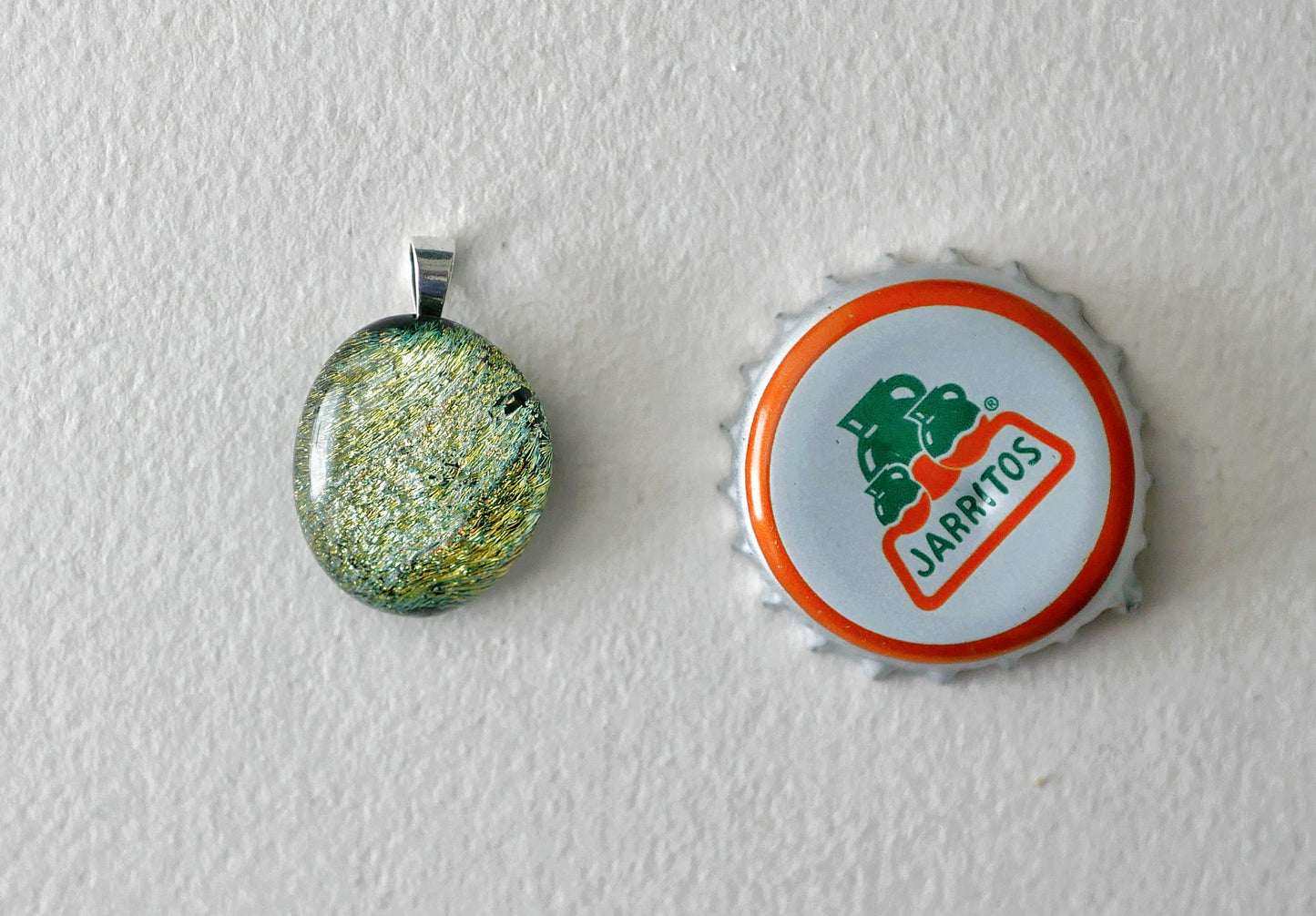 Green Dichroic Pendant #3 (Sterling Silver) (PENDANT ONLY)