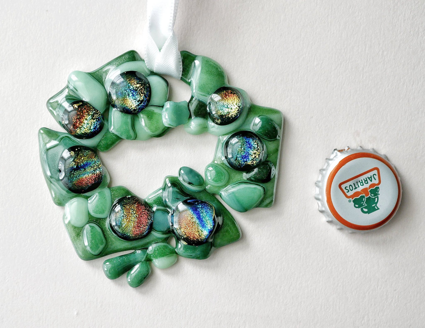 Bumpy Geometric Wreath with Dichroic Ornaments (Small)