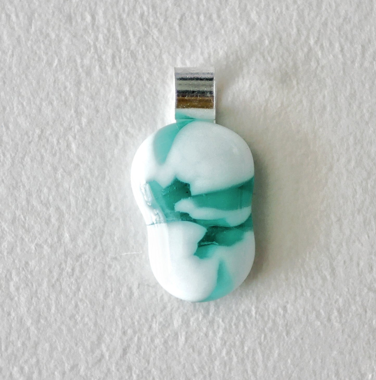 Teal and White Pendant #2 (Sterling Silver) (PENDANT ONLY)