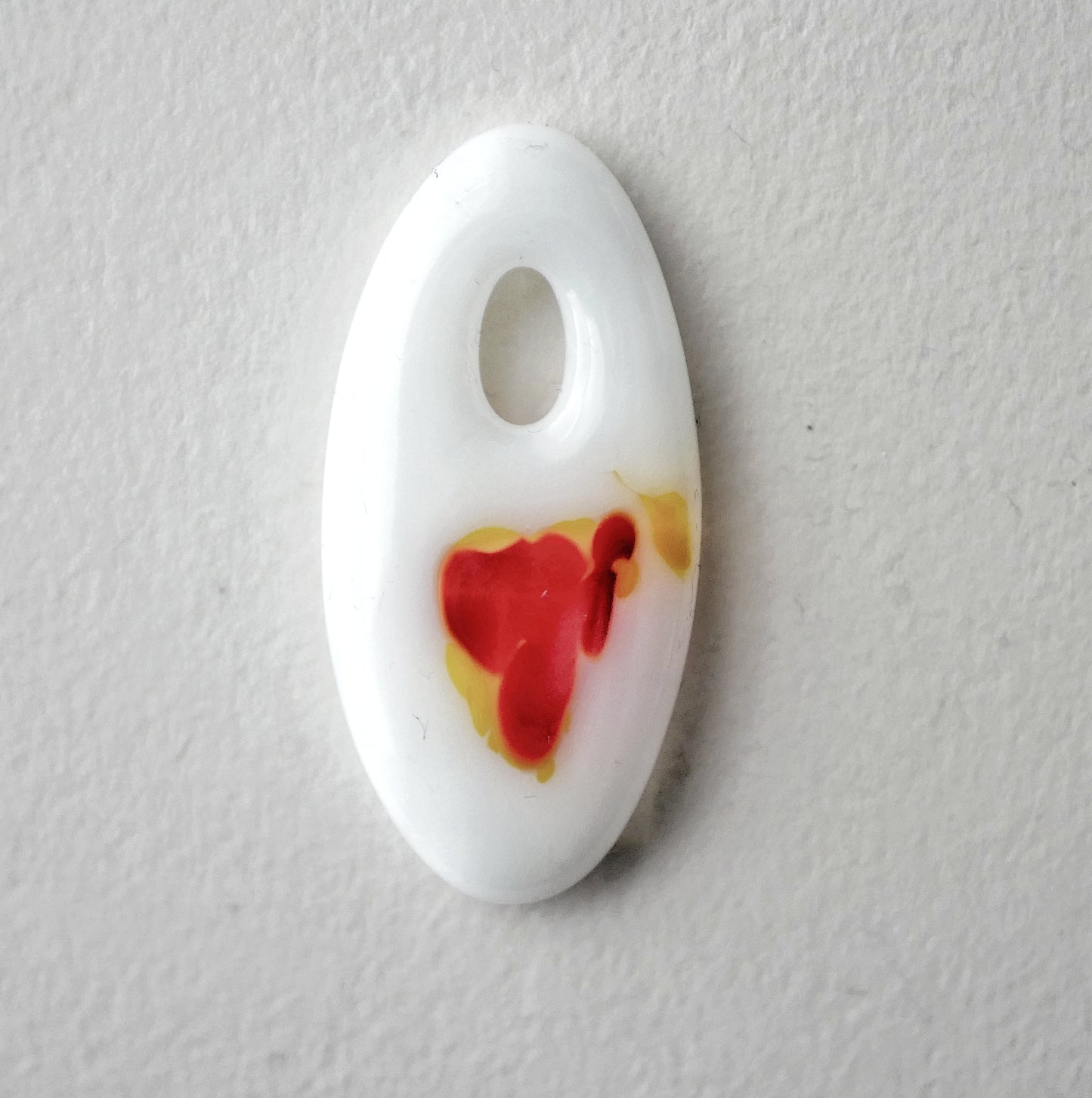 Oval Pendant: White with A Touch of Orange (PENDANT ONLY)