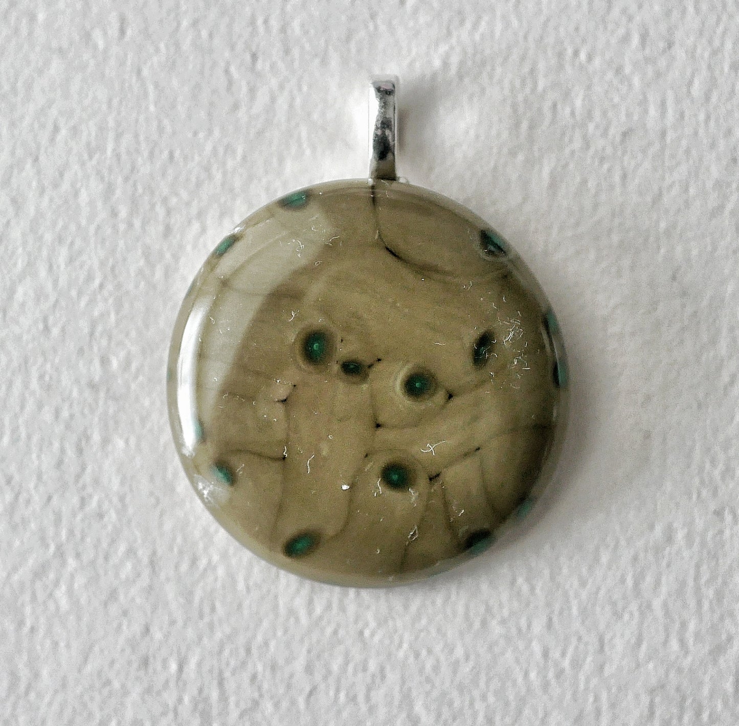 Brown and Green Brushstroke Pendant (Base Metal) (PENDANT ONLY)