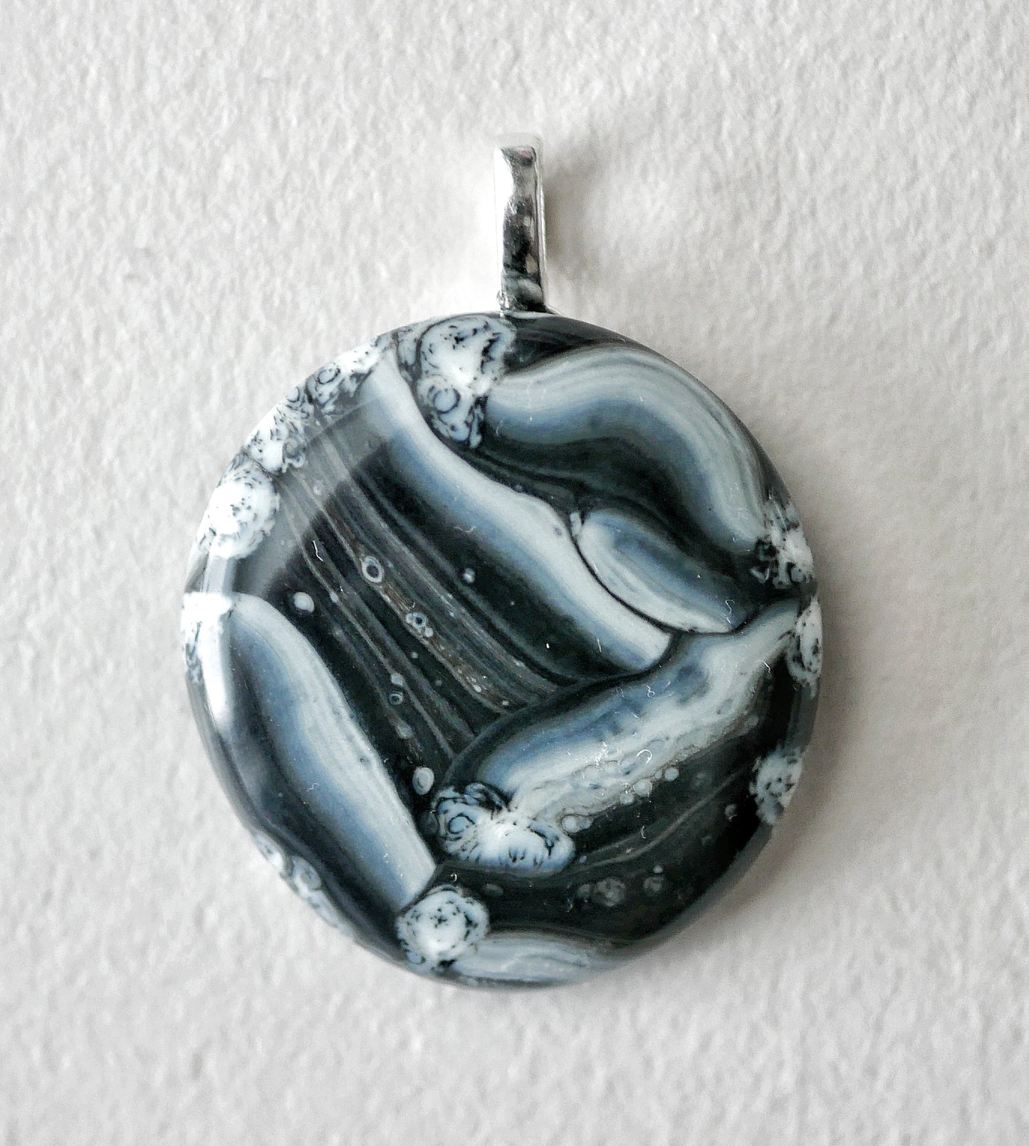 Black and White Brushstroke Pendant #3 (Base Metal) (PENDANT ONLY)
