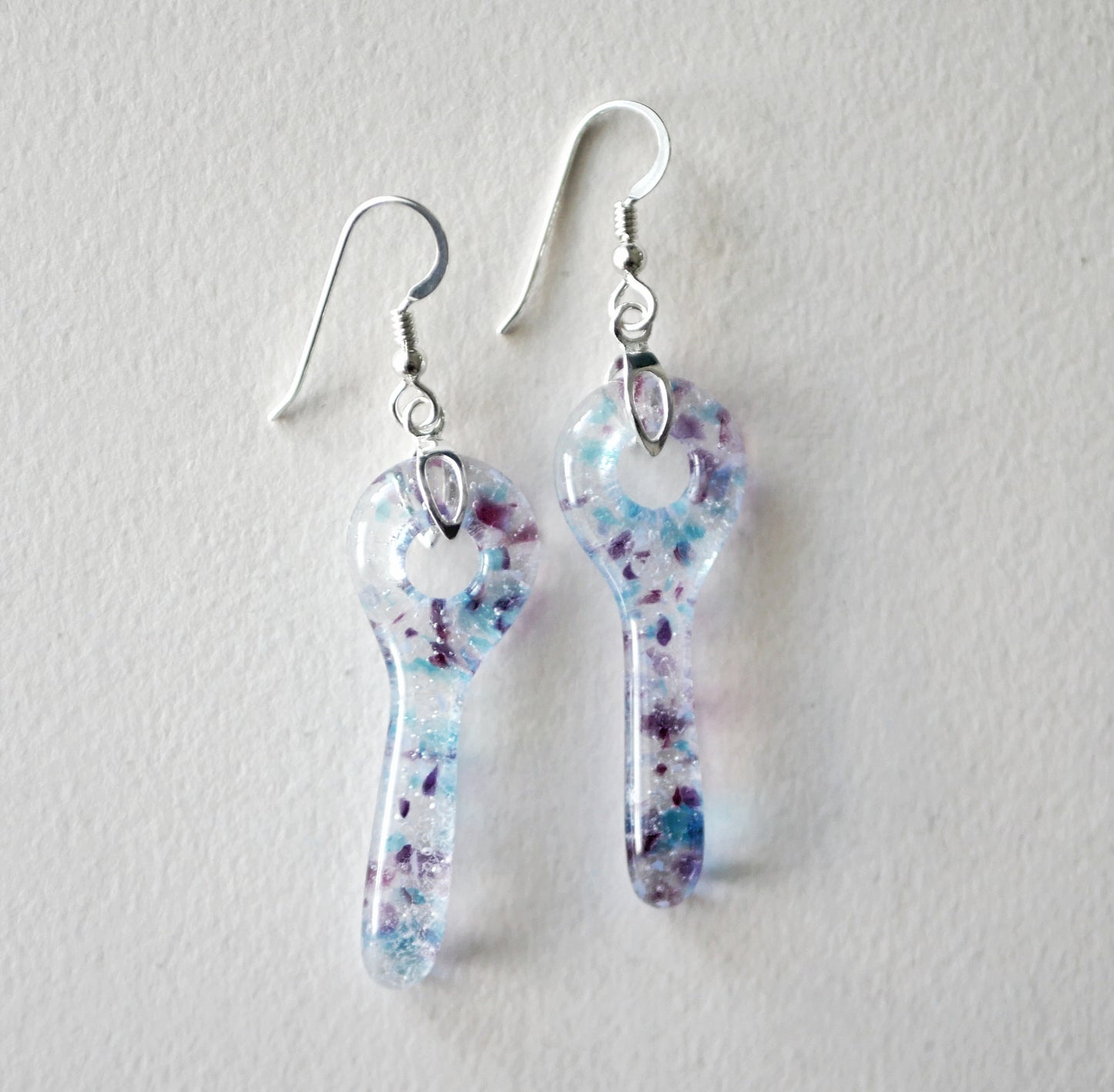 Dangly Blue and Pink Line Earrings