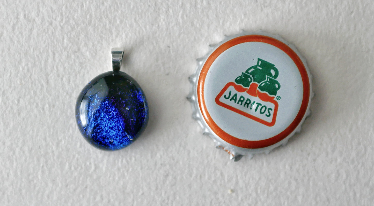 Blue Dichroic Pendant #2 (Sterling Silver) (PENDANT ONLY)