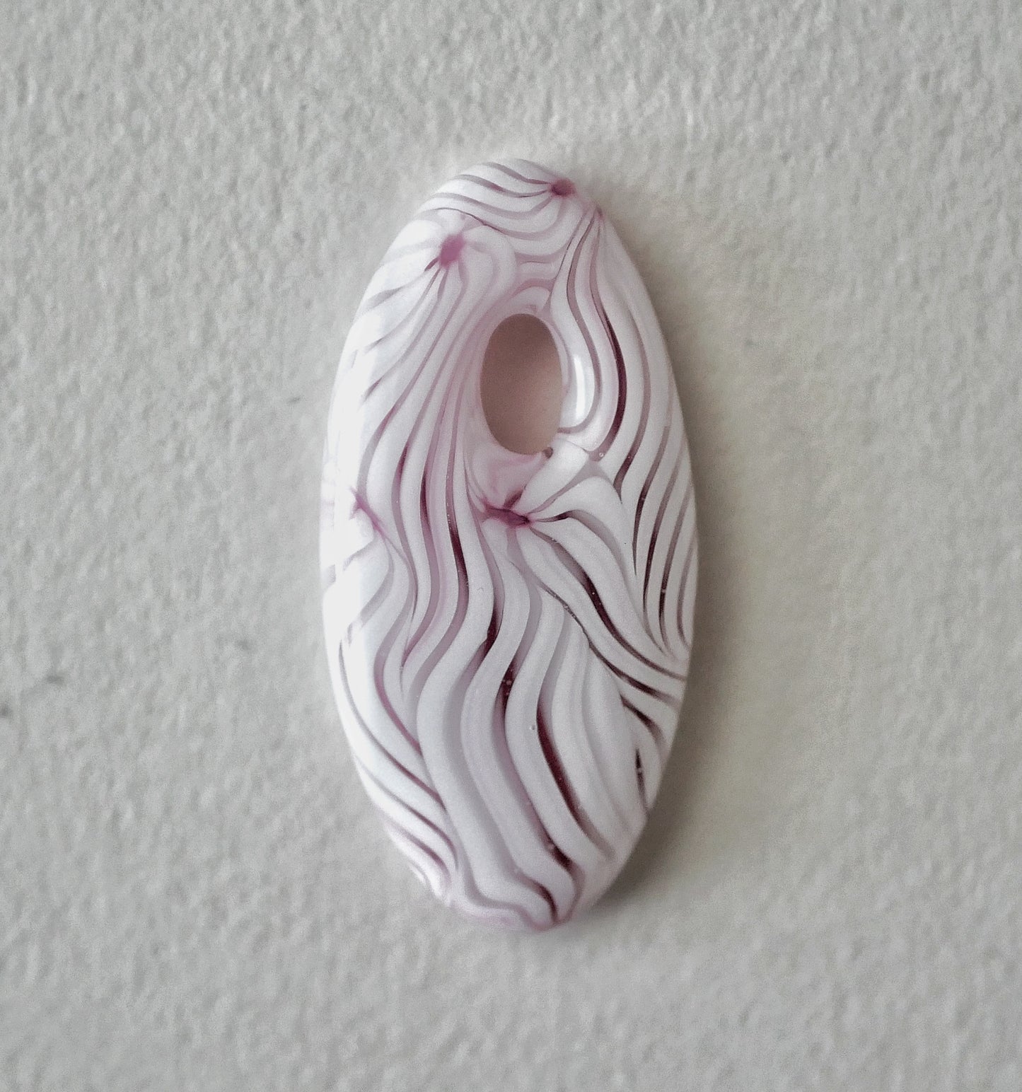 Oval Pendant: Pink and White Swirl (PENDANT ONLY)