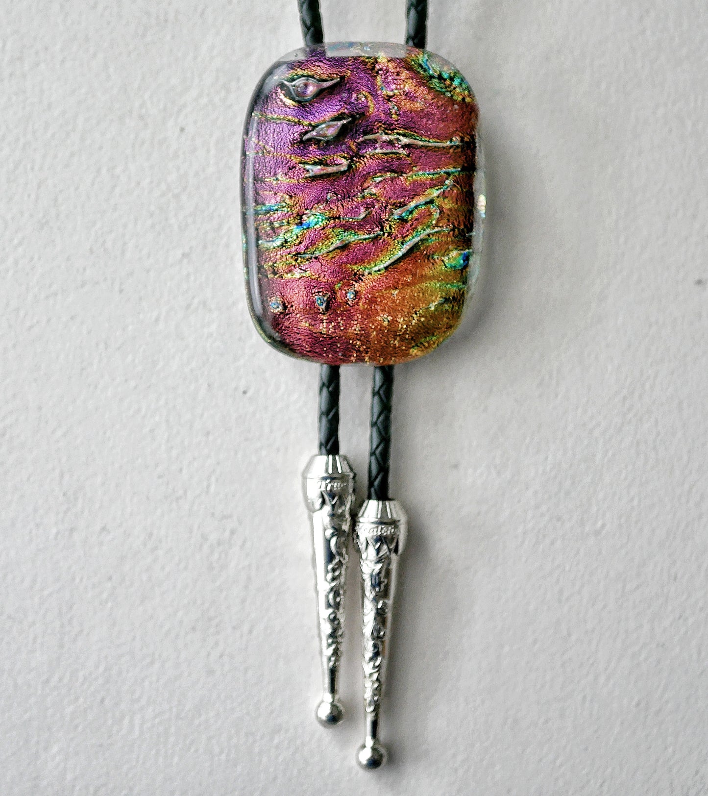 Dichroic Magenta, Green and Amber Bolo Tie #1