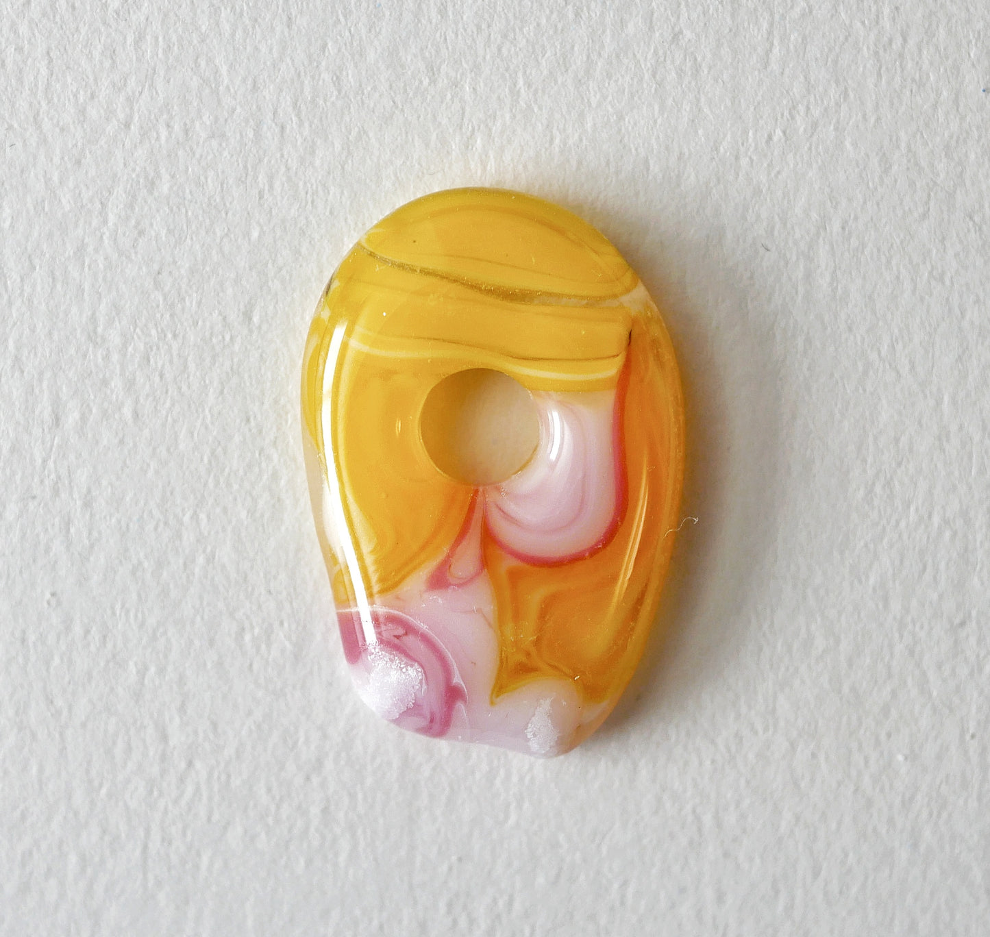 Yellow and Pink Blob Pendant with Hole #1 (PENDANT ONLY)