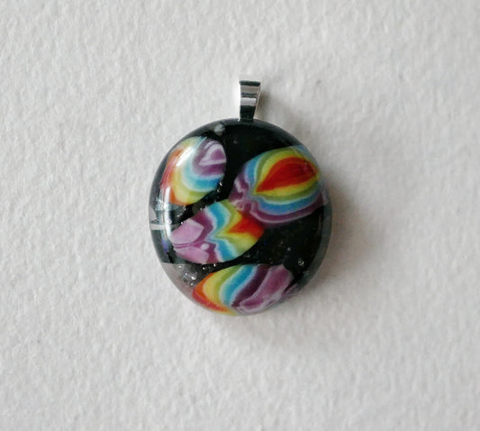 Rainbow Bubble Pendant: Beach Balls In Space #2 (Sterling Silver) (PENDANT ONLY)