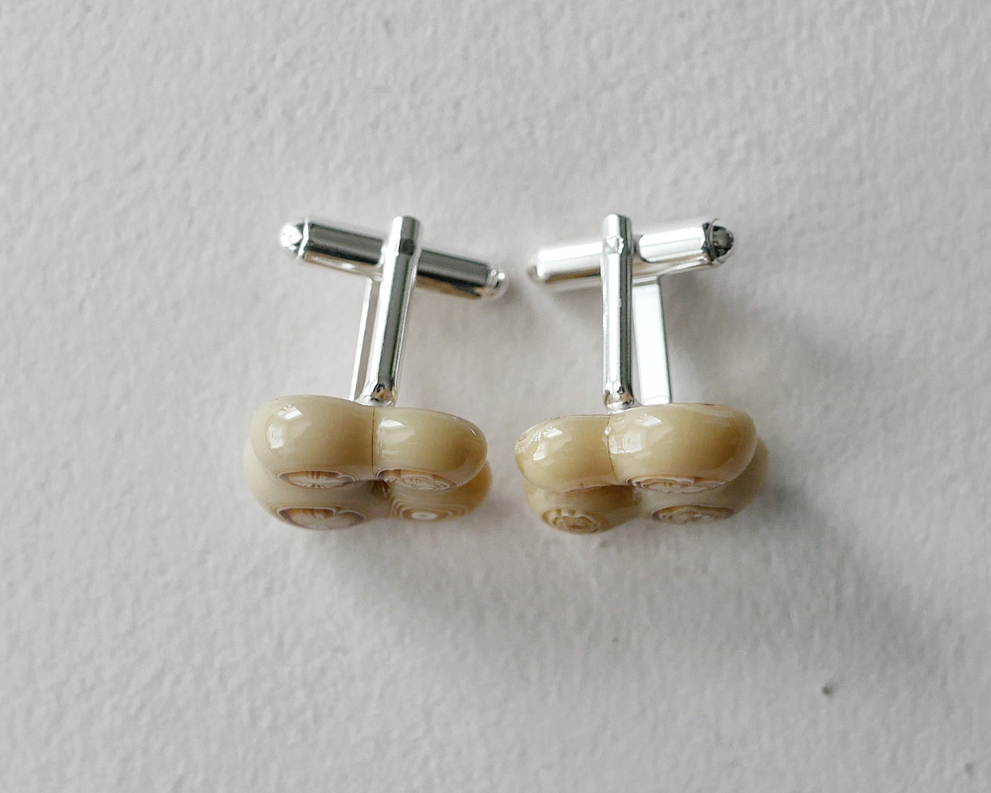 Tan and Brown Cluster Sterling Silver Cufflinks