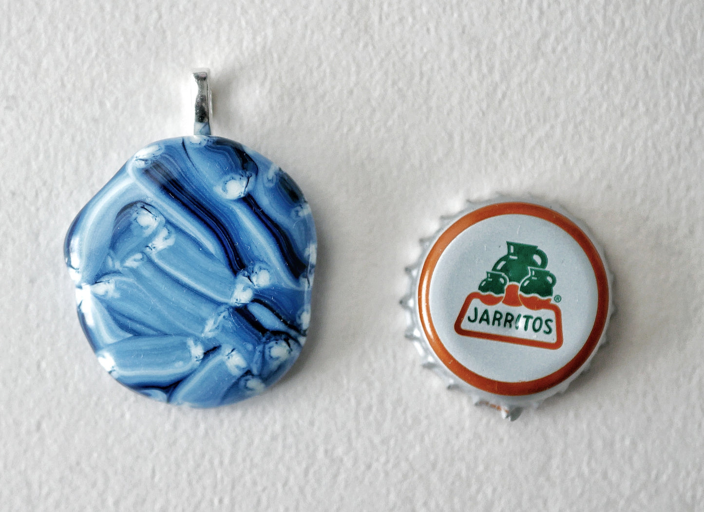 Blue and White Brushstroke Pendant #2 (Base Metal) (PENDANT ONLY)