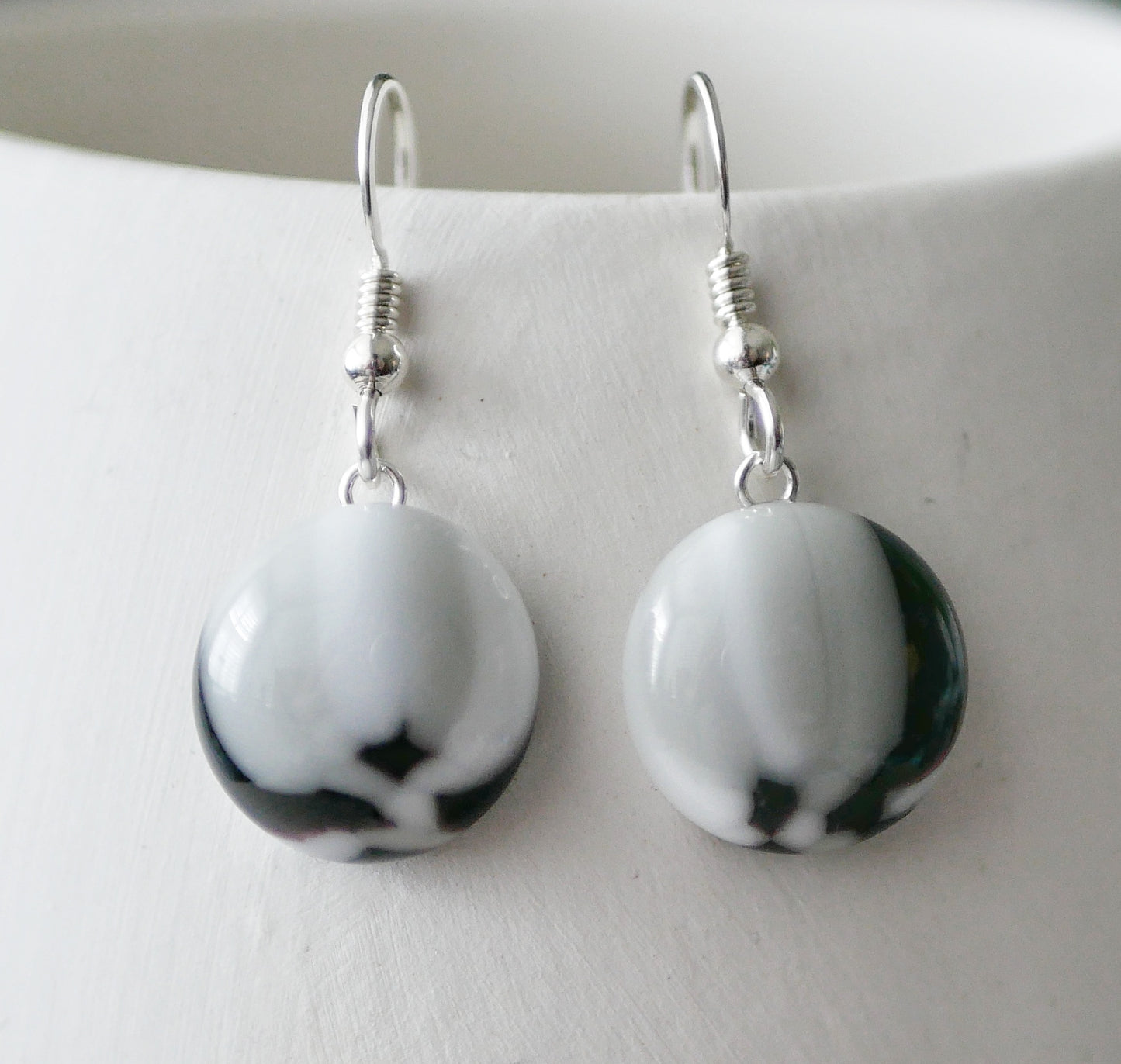 Grey, Black and White Dangly Earrings #1