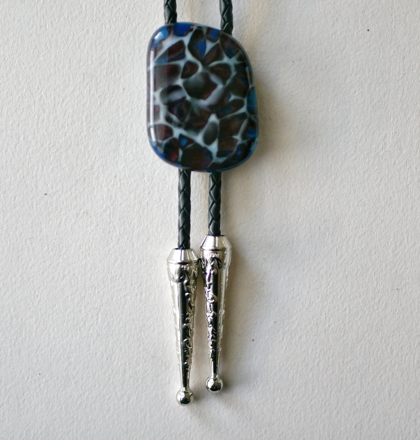 Copper Reaction (Blue, Brown and White) Bolo Tie #3