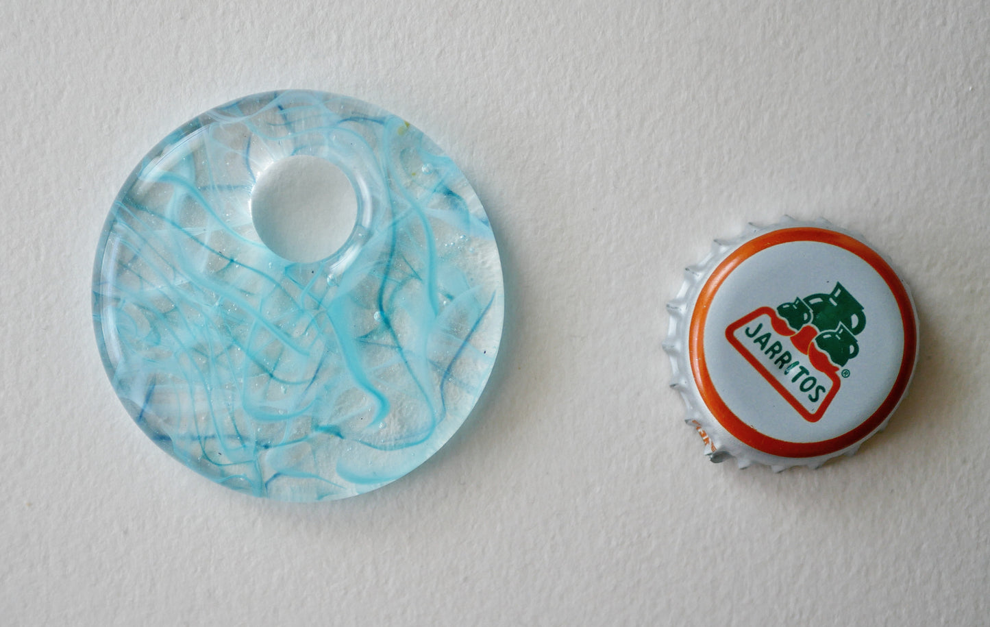 Round Pendant: Swirling Clear and Blue (PENDANT ONLY)