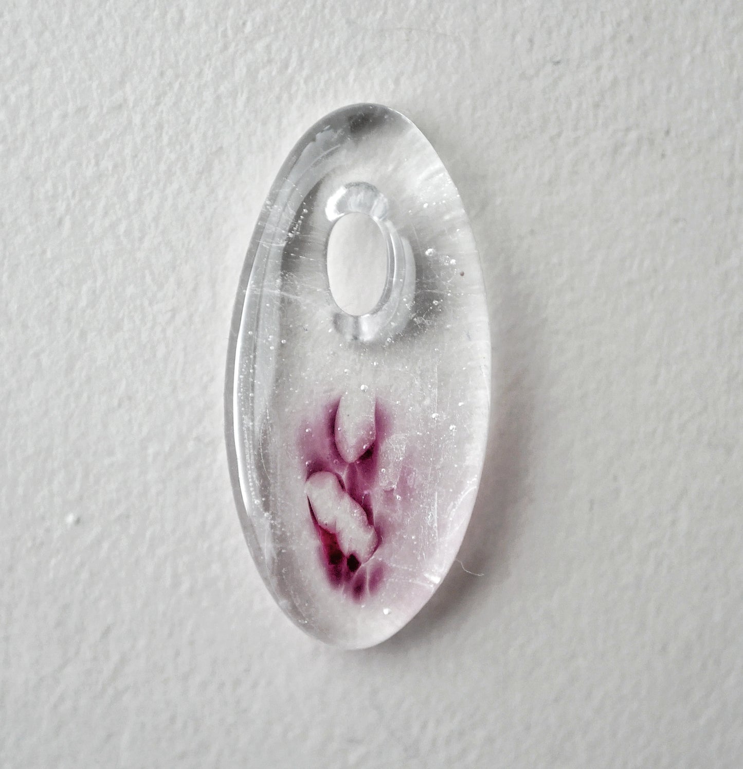 Oval Pendant: Clear with A Touch of Pink (PENDANT ONLY)