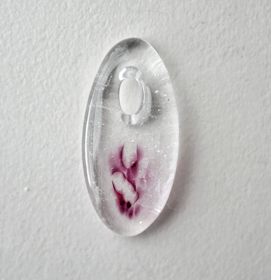 Oval Pendant: Clear with A Touch of Pink (PENDANT ONLY)