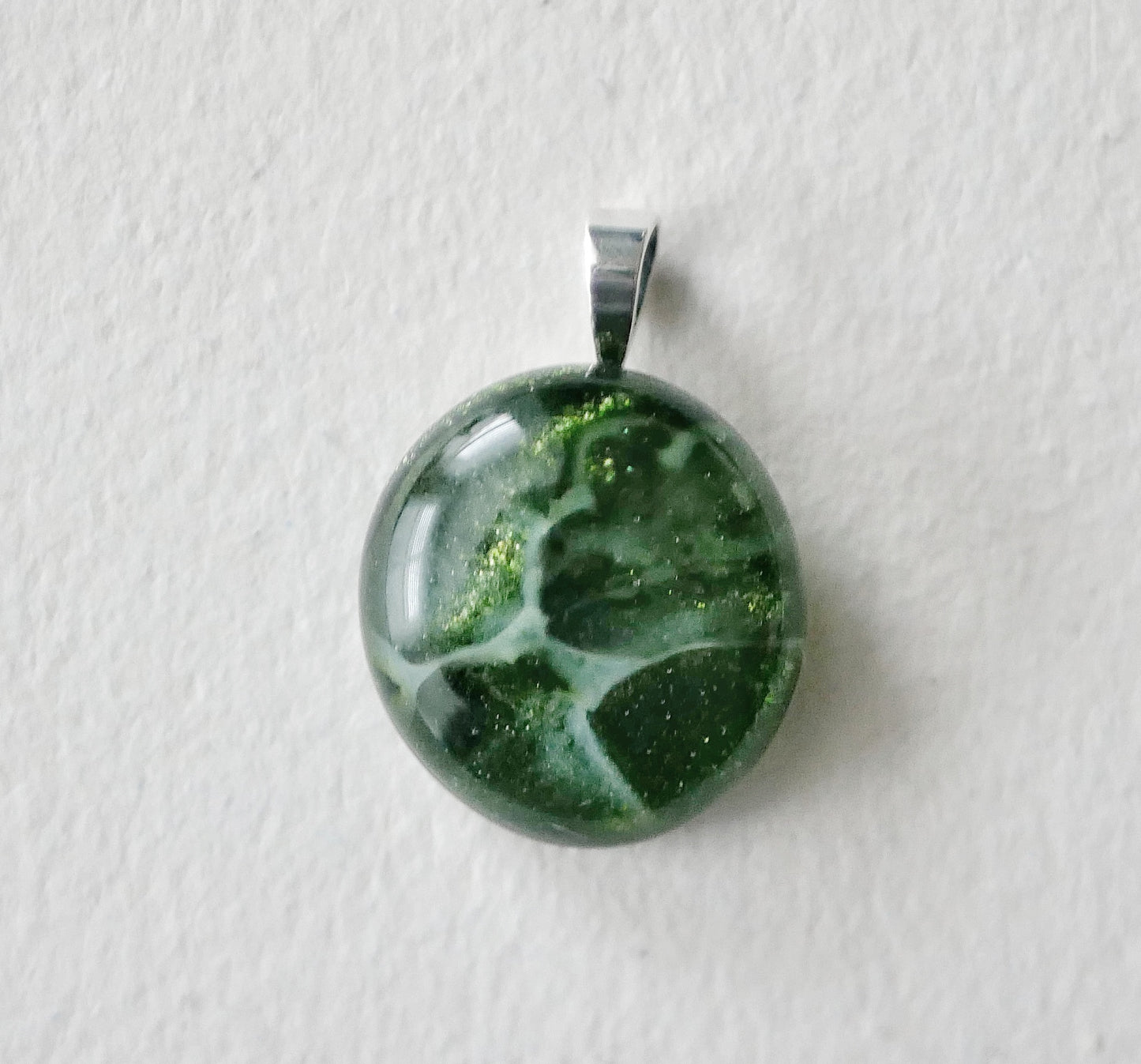 Green Aventurine Dragonskin Pendant #2 (Sterling Silver) (PENDANT ONLY)