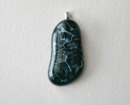 Black Dragonskin Pendant #1 (Sterling Silver) (PENDANT ONLY)