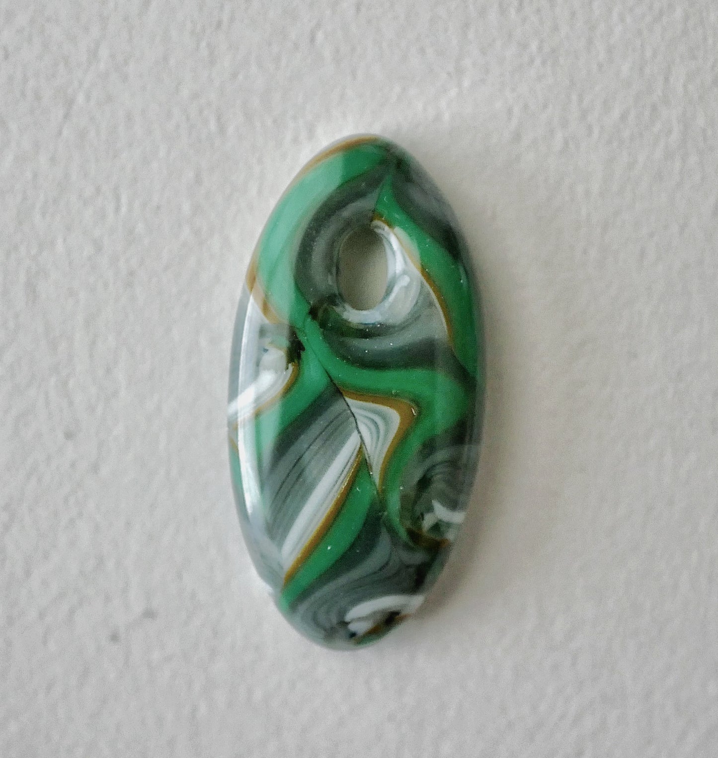 Oval Pendant: Grey, White, Brown and Green Swirl (PENDANT ONLY)