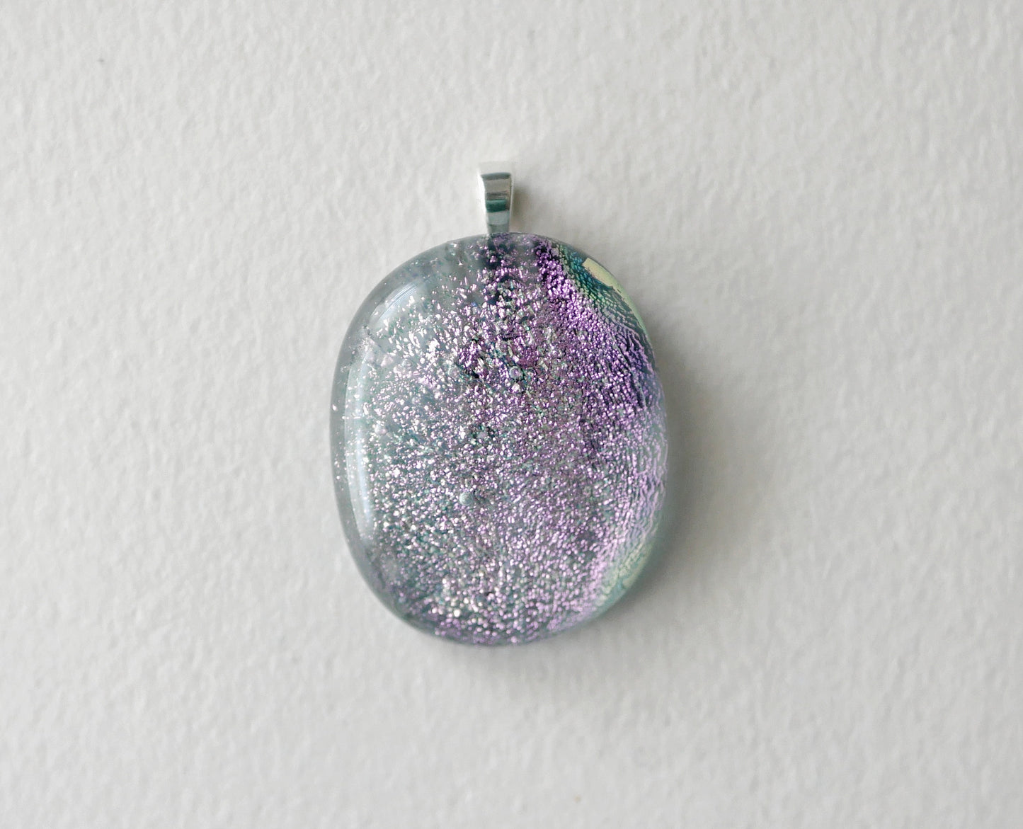 Pink Dichroic Pendant #4 (Sterling Silver) (PENDANT ONLY)