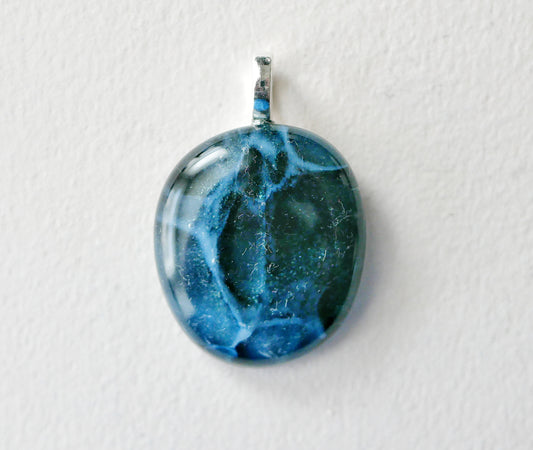 Blue Aventurine and Opaline Dragonskin Pendant #4 (Base Metal) (PENDANT ONLY)
