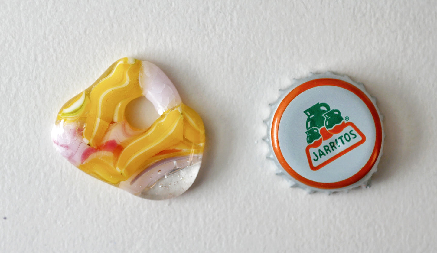 Yellow and Pink Blob Pendant with Hole #2 (PENDANT ONLY)