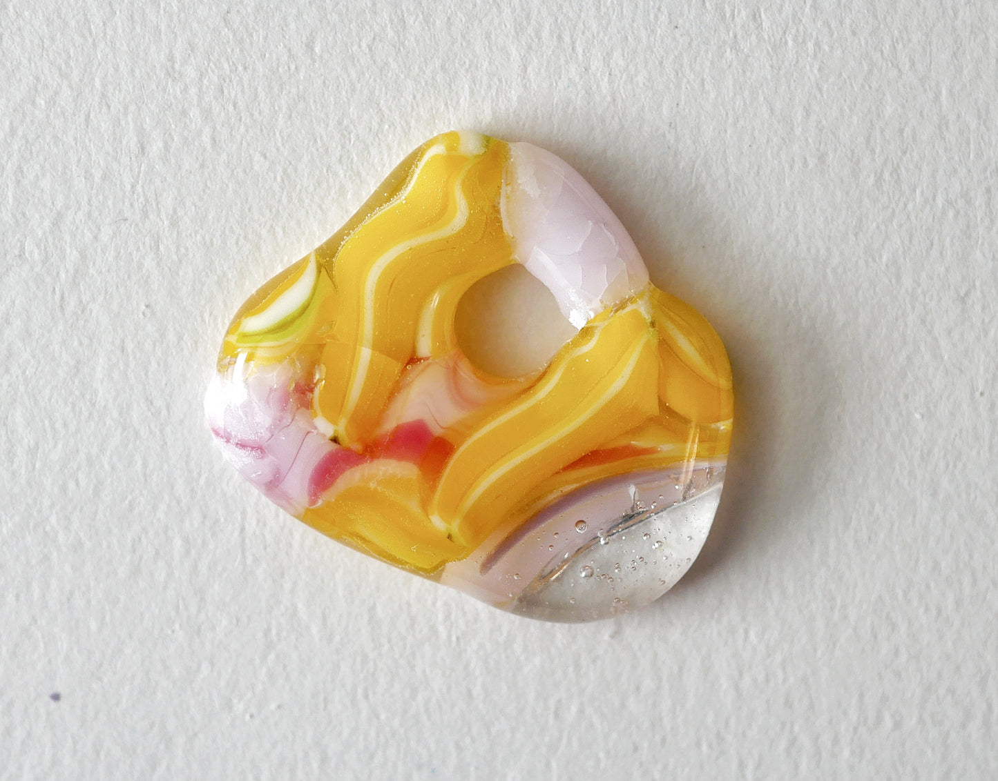 Yellow and Pink Blob Pendant with Hole #2 (PENDANT ONLY)