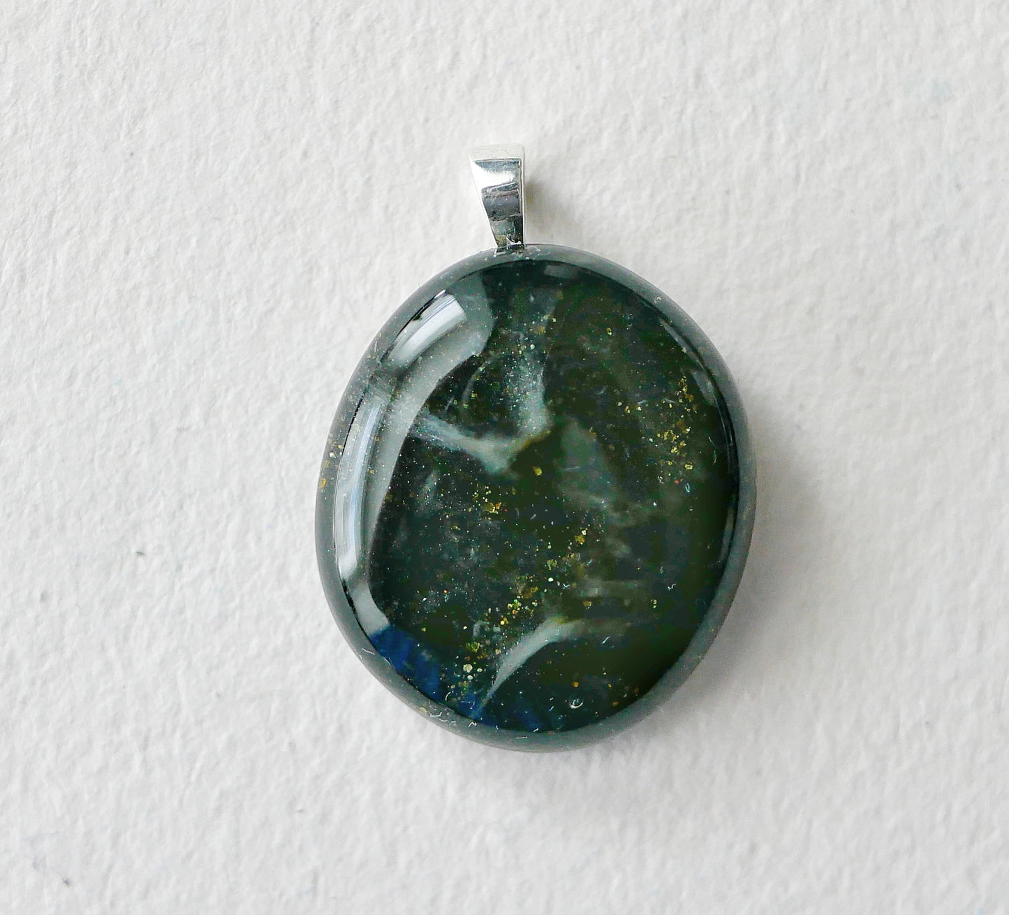 Golden Black Aventurine Dragonskin Pendant #2 (Sterling Silver) (PENDANT ONLY)