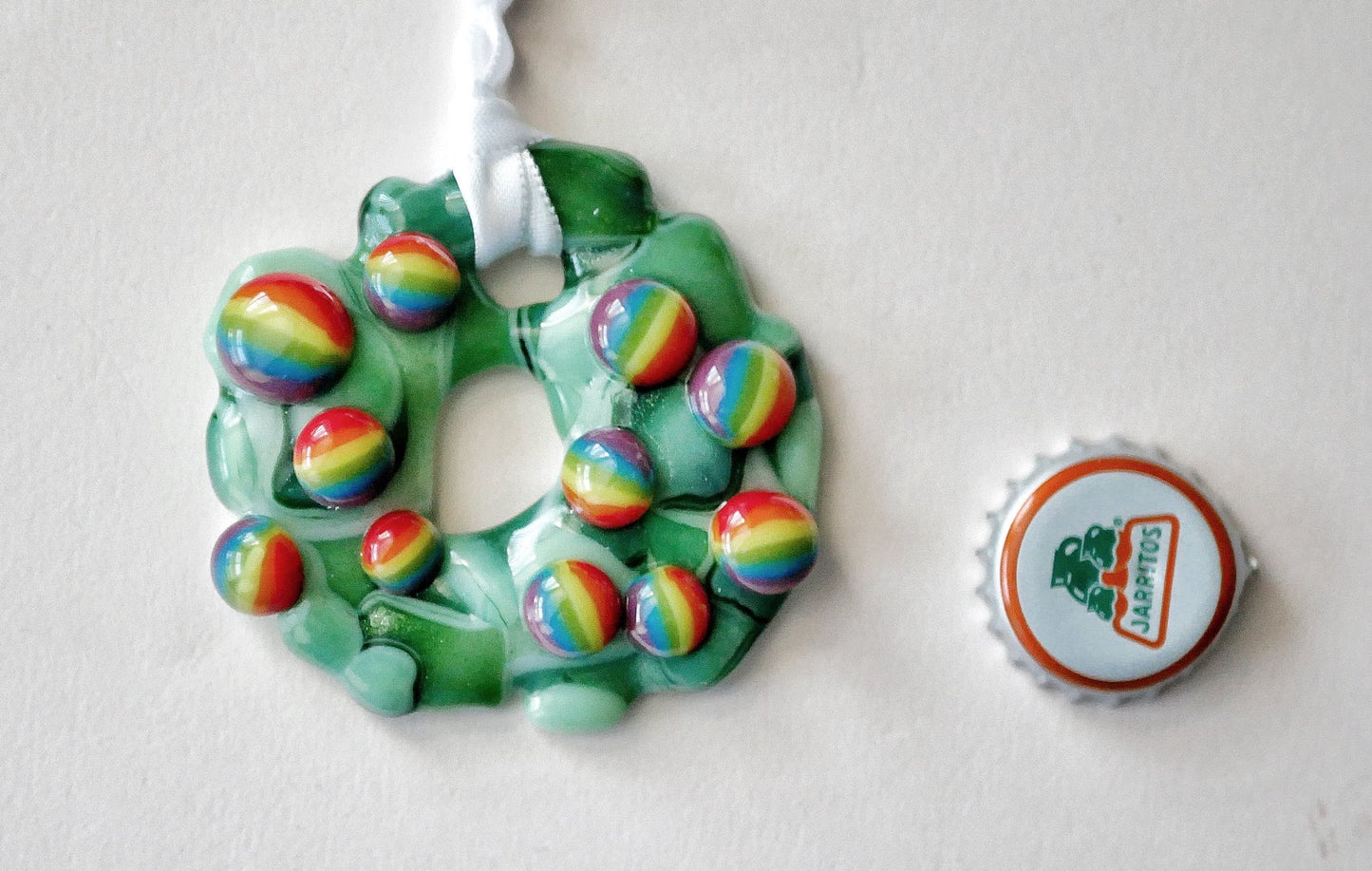 Bumpy Wreath with Rainbow Baubles (Small)