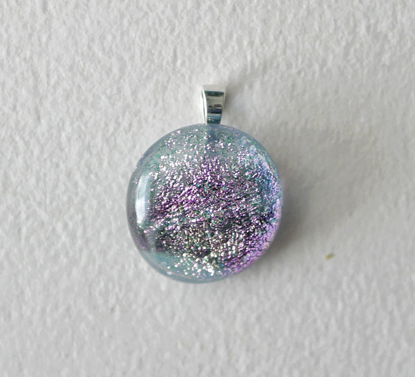 Pink Dichroic Pendant #5 (Sterling Silver) (PENDANT ONLY)