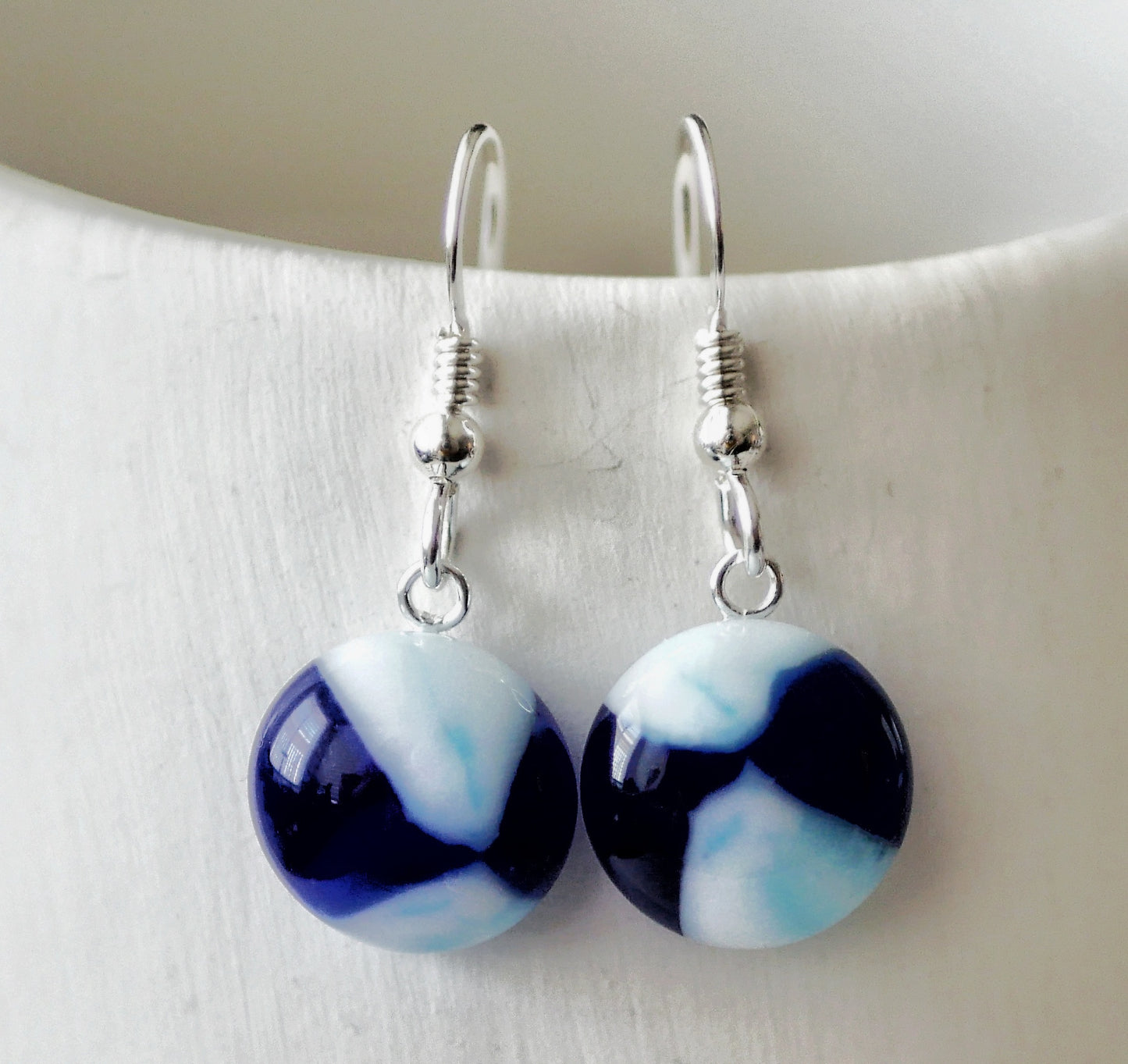 Sky Blue, White and Azure Dangly Earrings