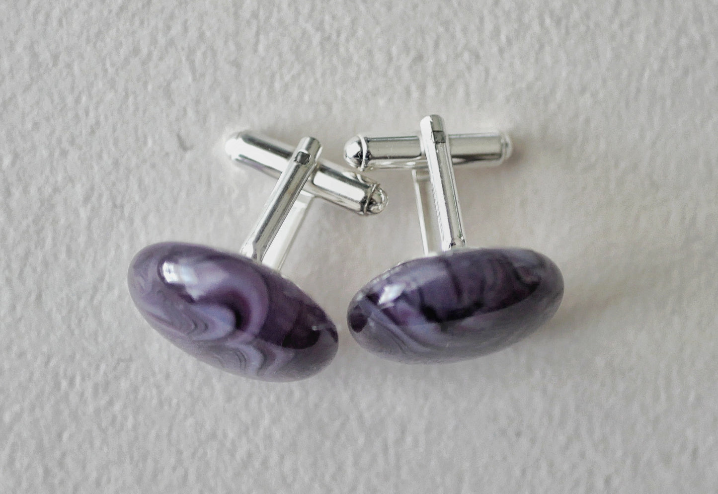 Swirling Purple Sterling Silver Cufflinks