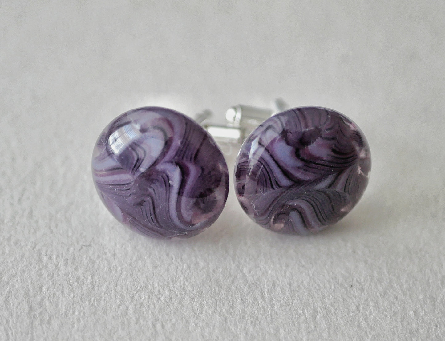 Swirling Purple Sterling Silver Cufflinks