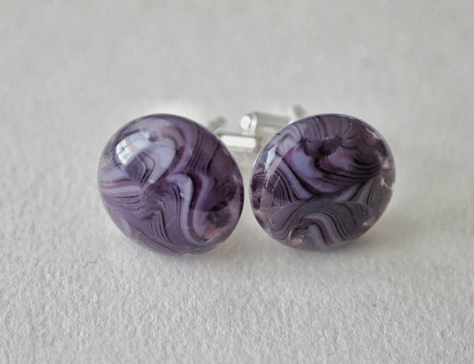 Swirling Purple Sterling Silver Cufflinks