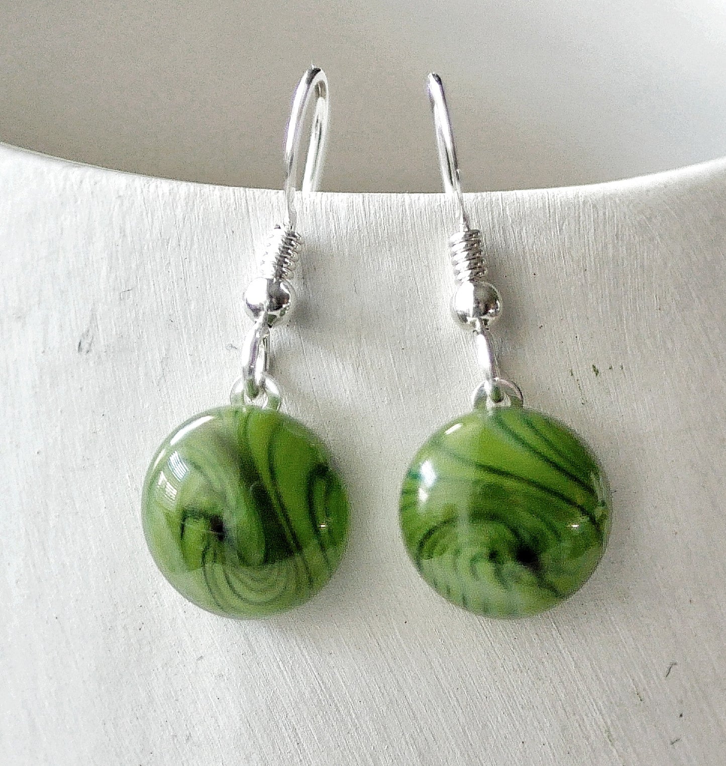 Green Dangly Swirl Earrings #2