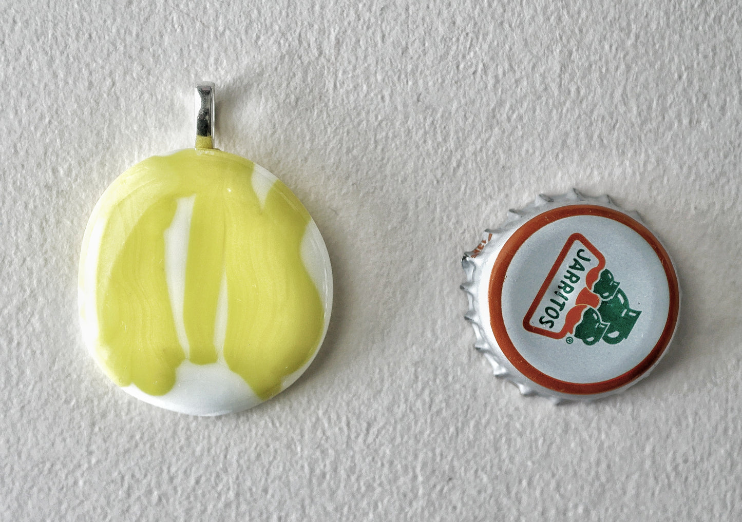 Yellow and White Brushstroke Pendant (Base Metal) (PENDANT ONLY)